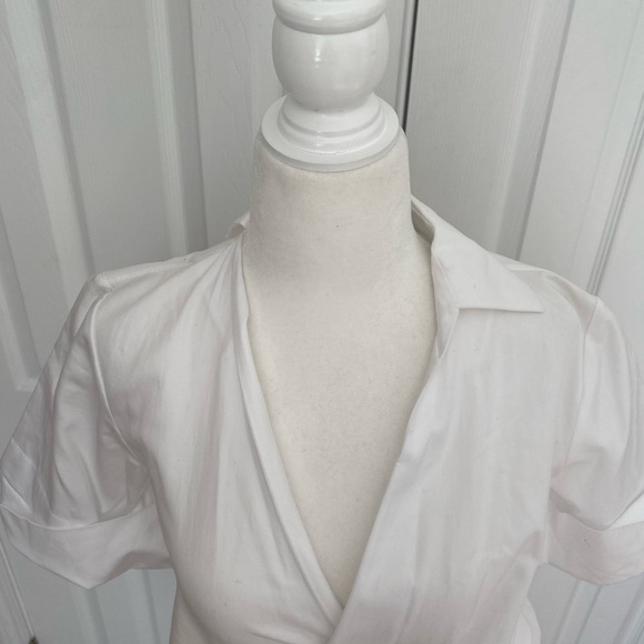 NWT- Mehtap Elaidi White collared Asymmetrical Shirt Dress - Picture 10 of 12